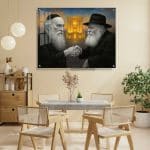 הרבי מלובביץ והאדמו"ר הזקן בגווני שחור לבן ובית המקדש מואר