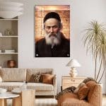 החפץ חיים ברקע בית המקדש בסגנון צבעי מים